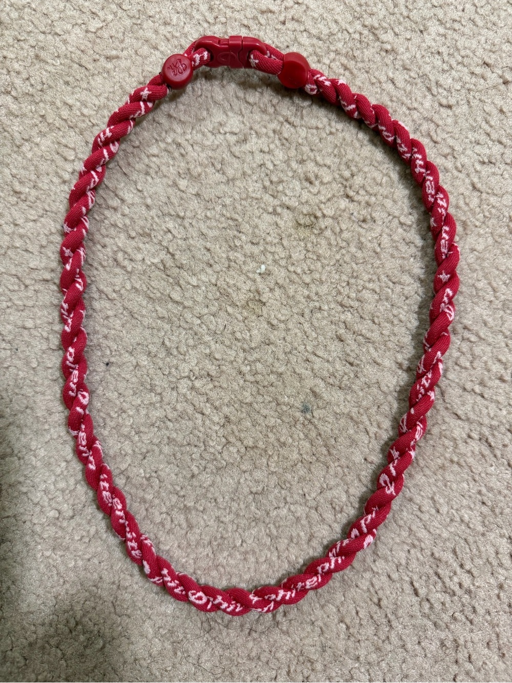 Phiten Red White Braided Titanium Sports Necklace 23” Baseball Athletic